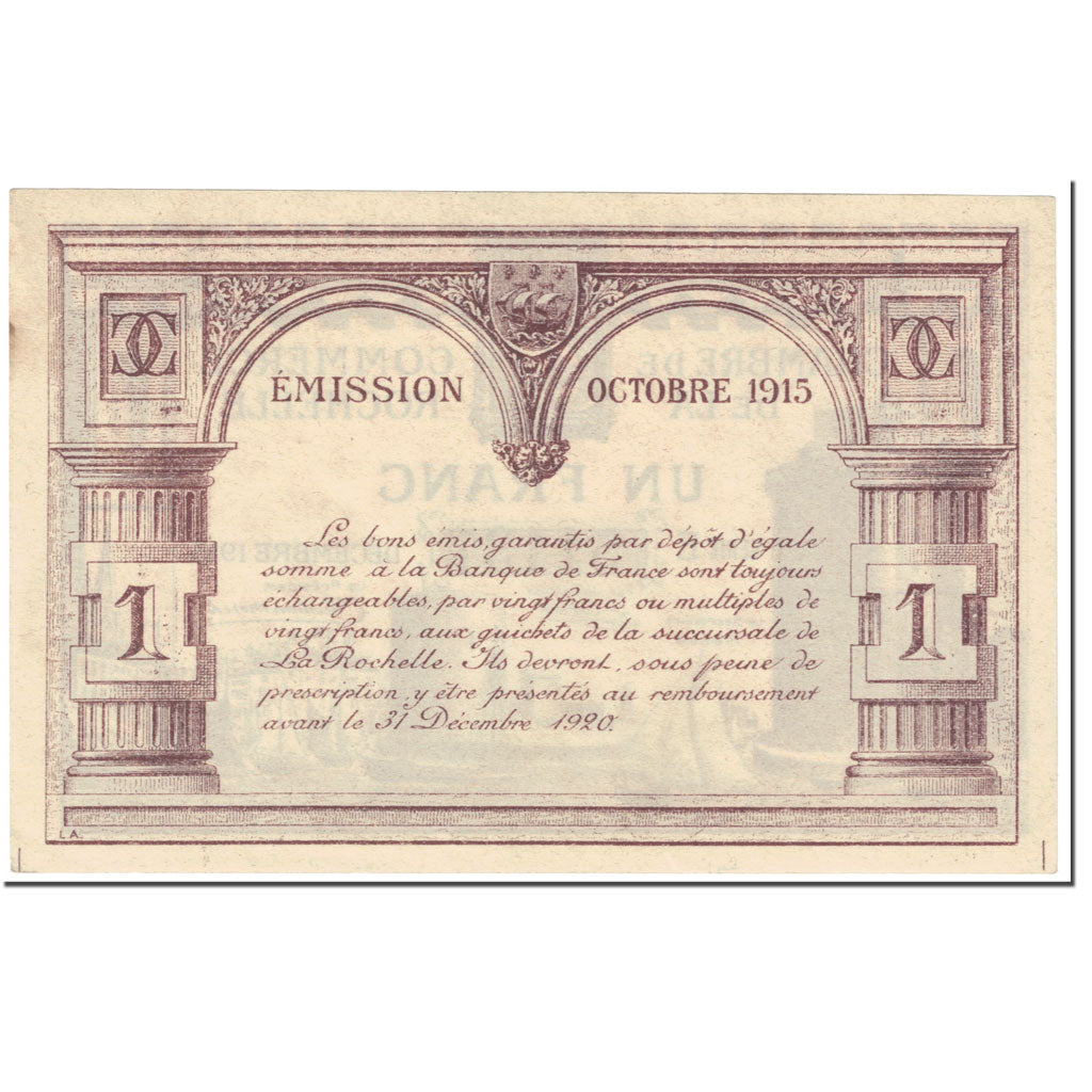France, La Rochelle, 1 Franc, 1915, EF(40-45)