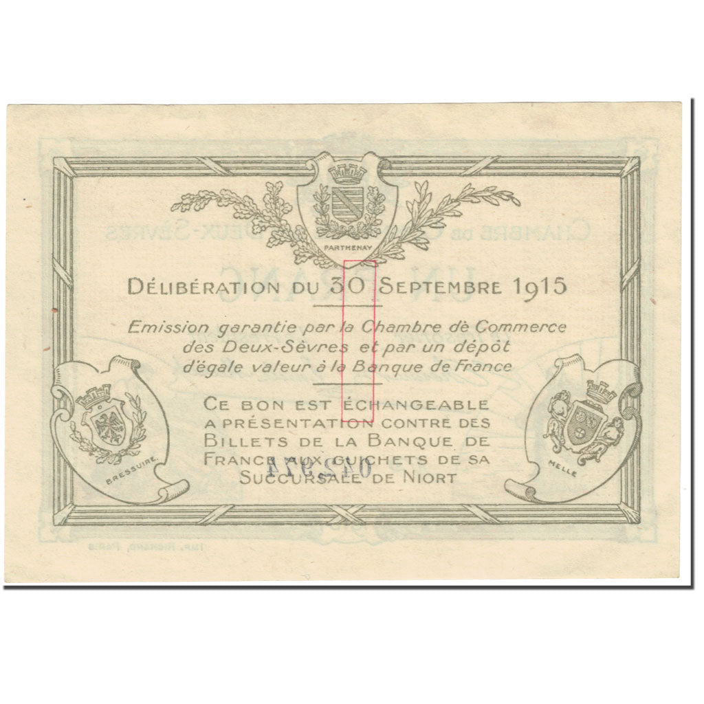 France, Niort, 1 Franc, 1915, UNC(63)