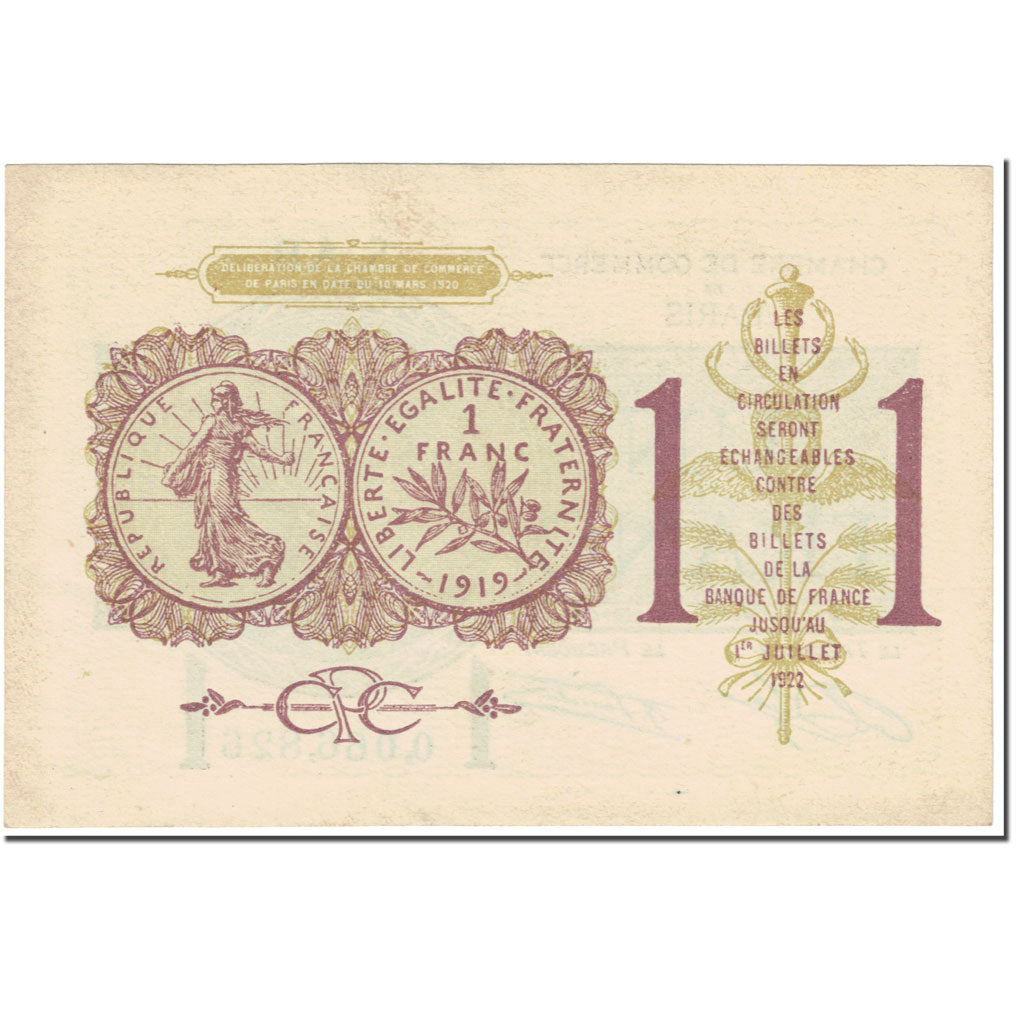 France, Paris, 1 Franc, 1920, UNC(63)