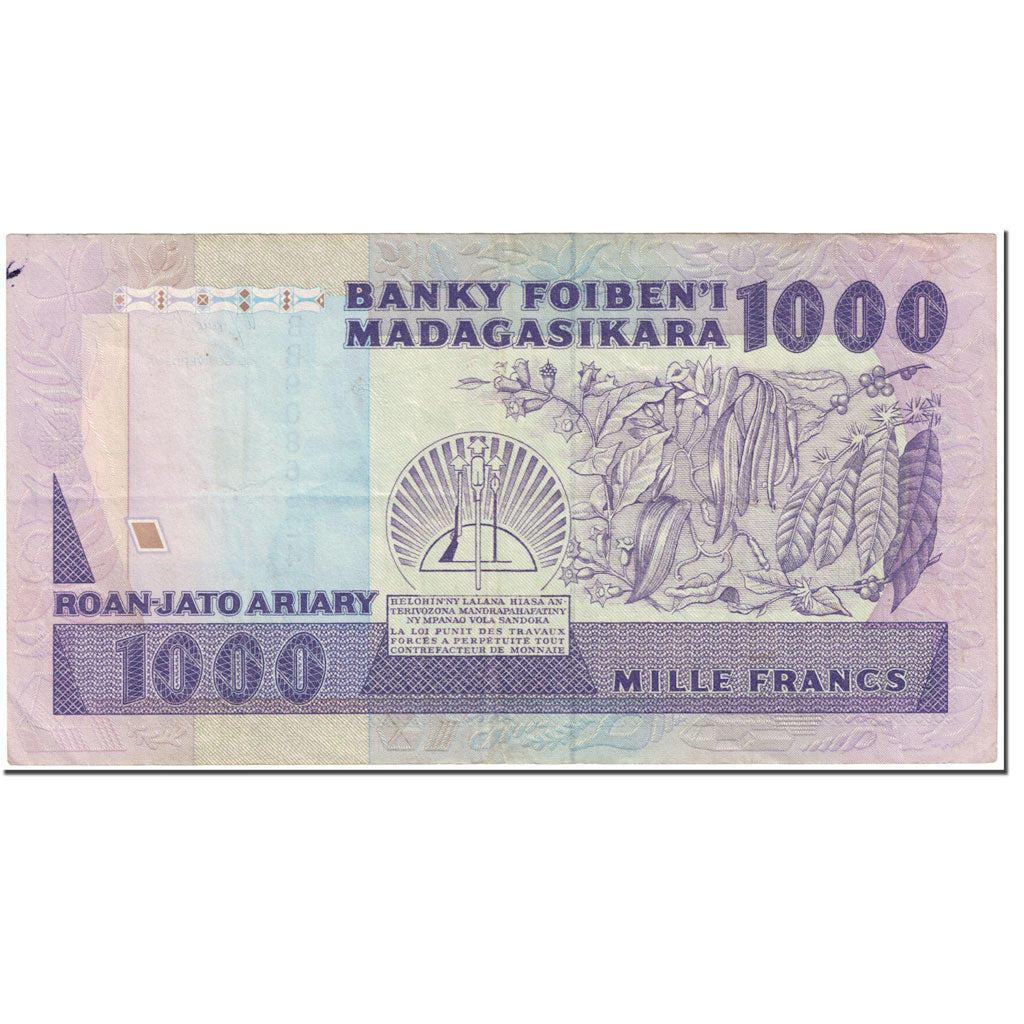 Banknote, Madagascar, 1000 Francs = 200 Ariary, 1988-1993, Undated (1988-93)