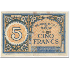 Banknote, Morocco, 5 Francs, 1943, 1943-09-14, KM:33, VF(20-25)