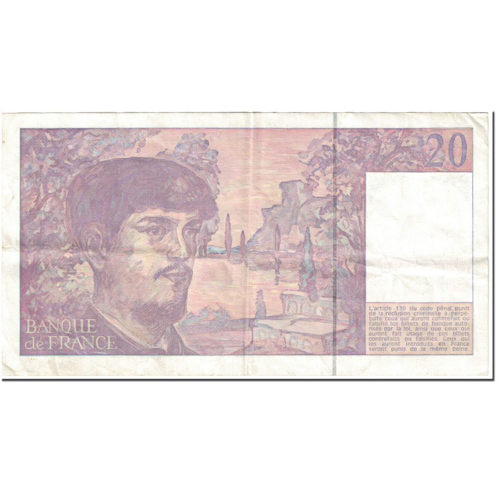 Francia, 20 Francs, Debussy, 1990, UNdated (1990), BB, Fayette:66bis.1a, KM:151d