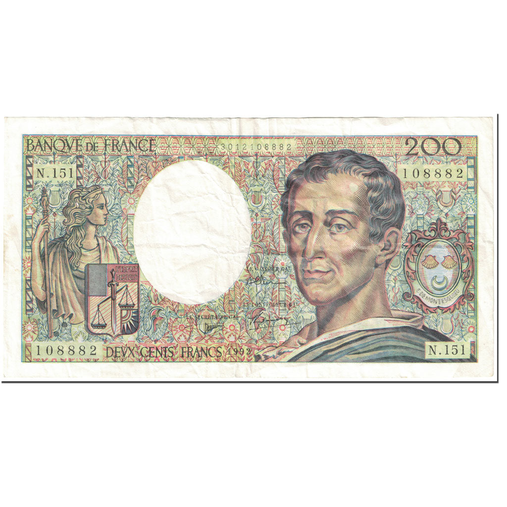 France, 200 Francs, Montesquieu, 1992, Undated (1992), VF(20-25)