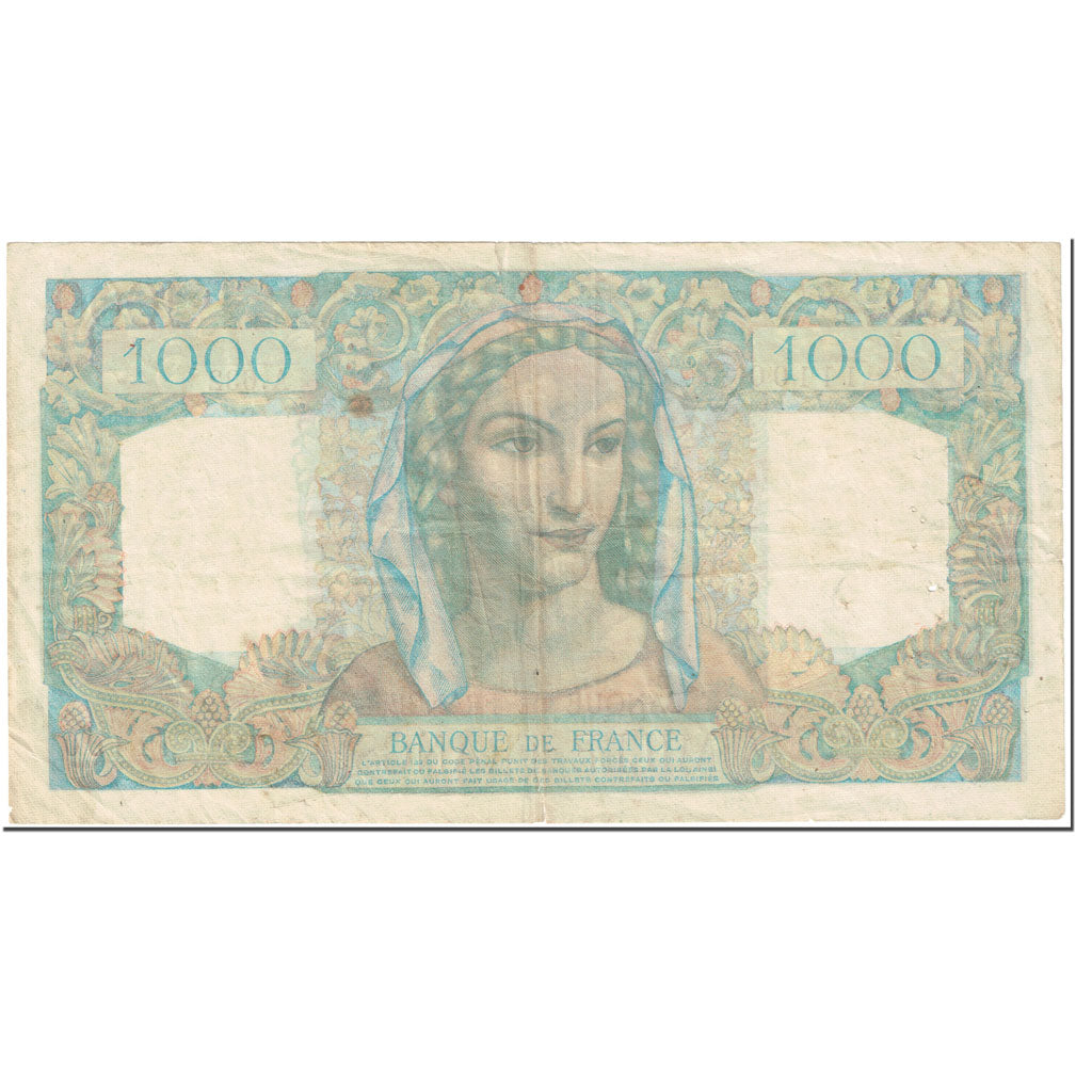 France, 1000 Francs, Minerve et Hercule, 1950, 1950-03-02, VG(8-10)