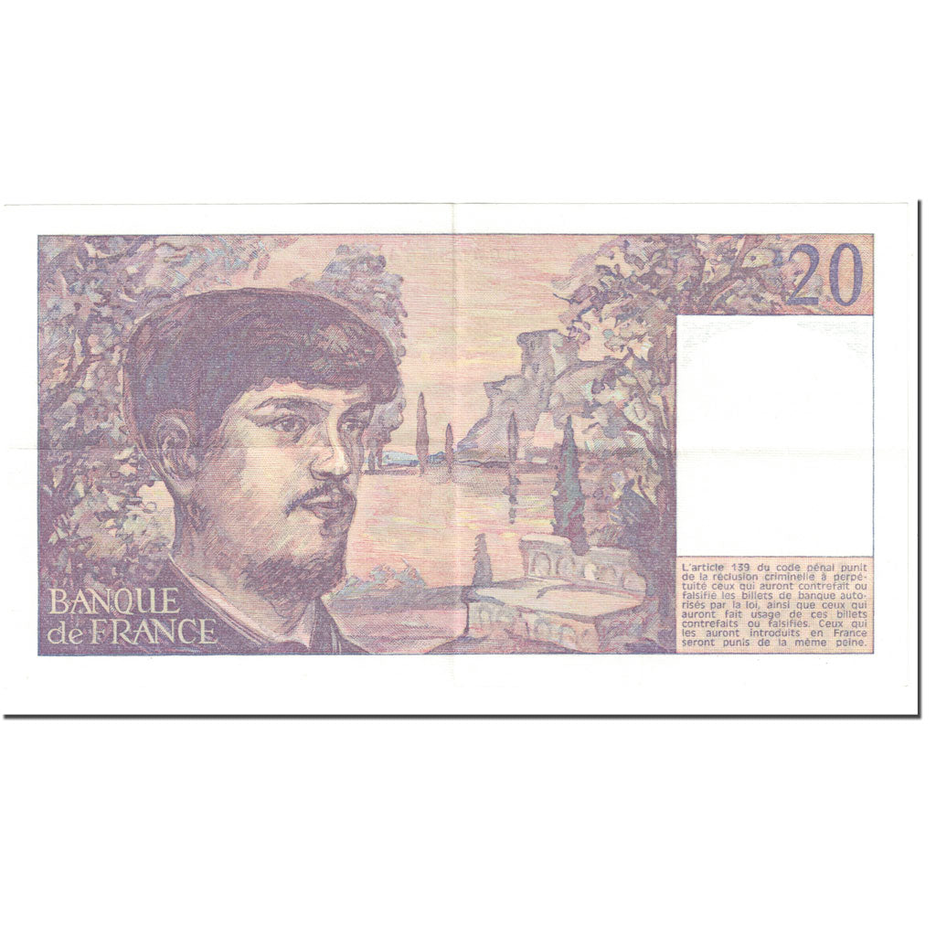 France, 20 Francs, Debussy, 1980, Undated (1980), EF(40-45), Fayette:66.1