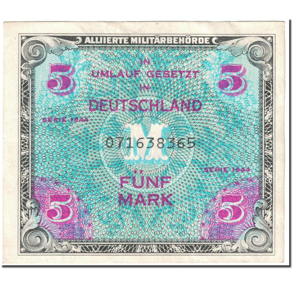 Banknote, Germany, 5 Mark, 1944, SERIE DE 1944, KM:193a, EF(40-45)