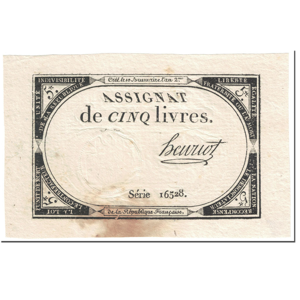 Frankreich, 5 Livres, 1793, Henriot, 10 brumaire de l'an 2 - (31 octobre 1793)