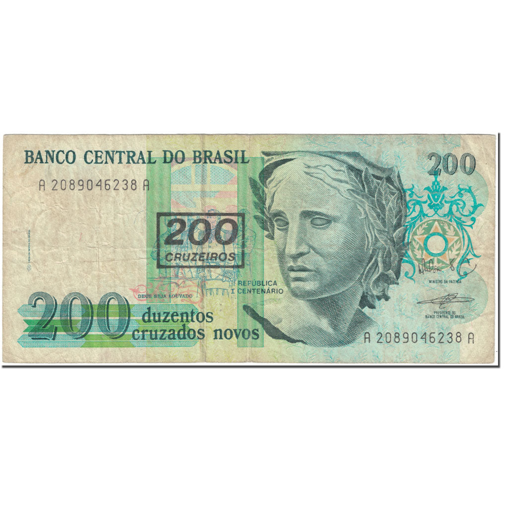 Banconote, Brasile, 200 Cruzeiros on 200 Cruzados Novos, 1990, UNdated (1990)