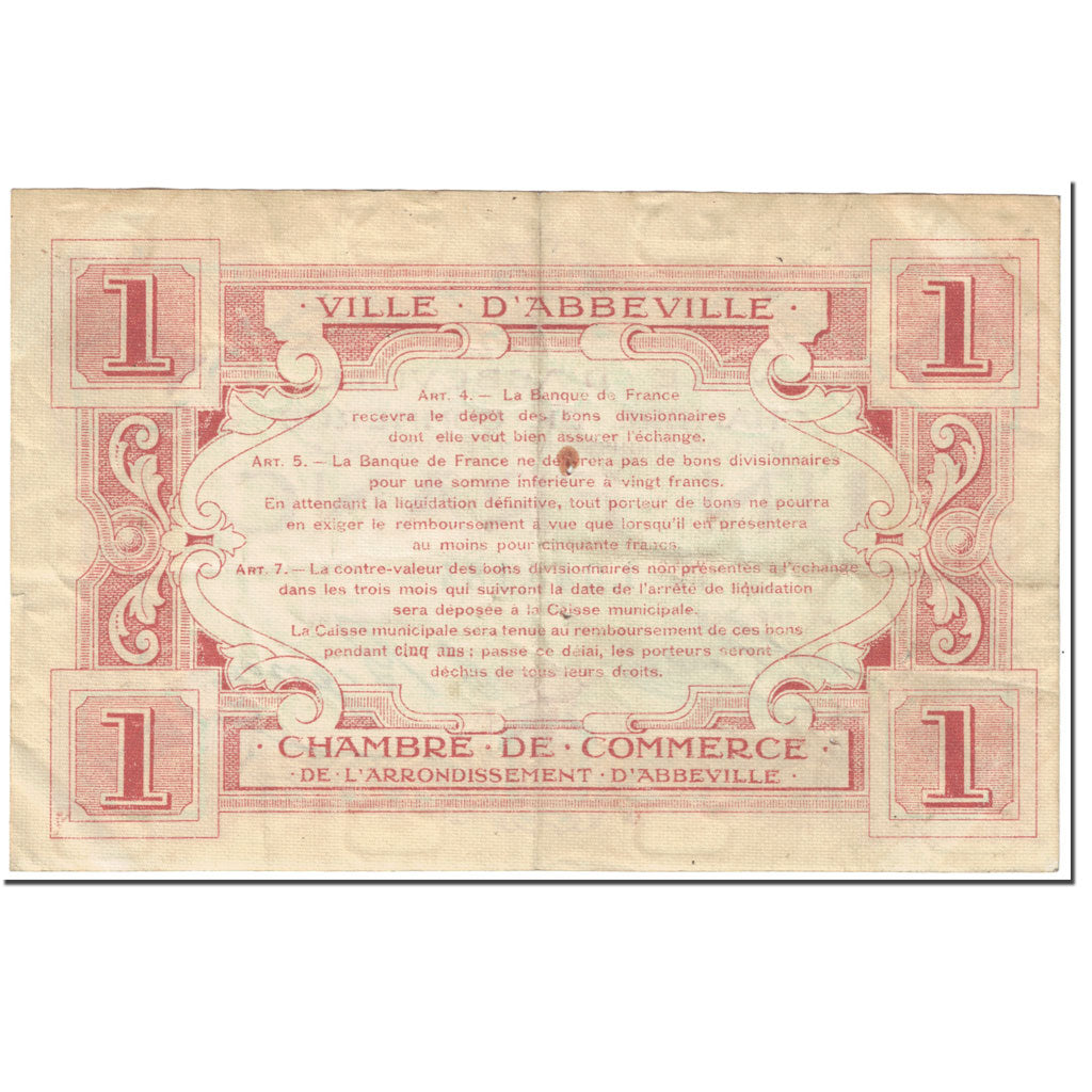 France, Abbeville, 1 Franc, TB, Pirot:1-3