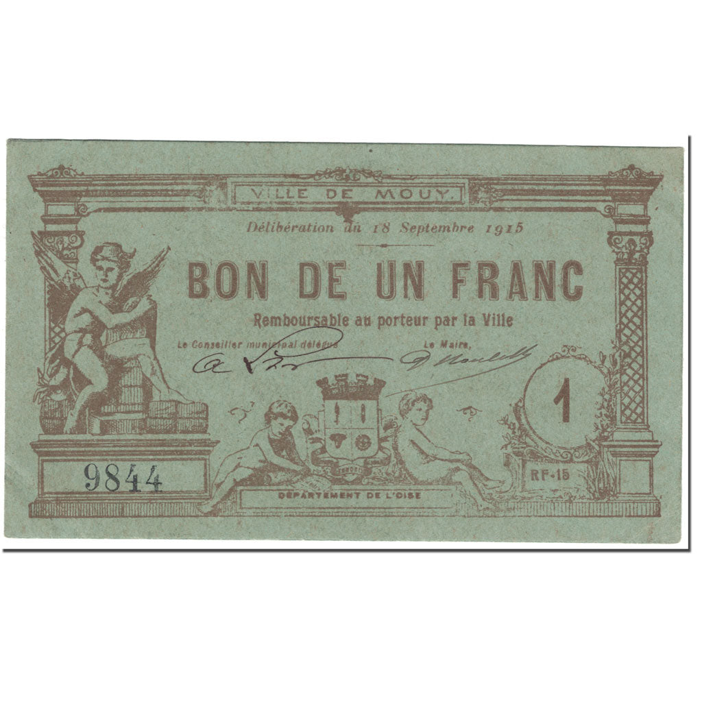 France, Mouy, 1 Franc, 1915, AU(50-53), Pirot:60-48