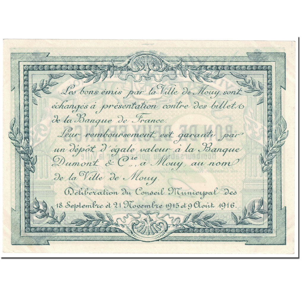 Francia, Mouy, 2 Francs, 1916, SPL-, Pirot:60-54