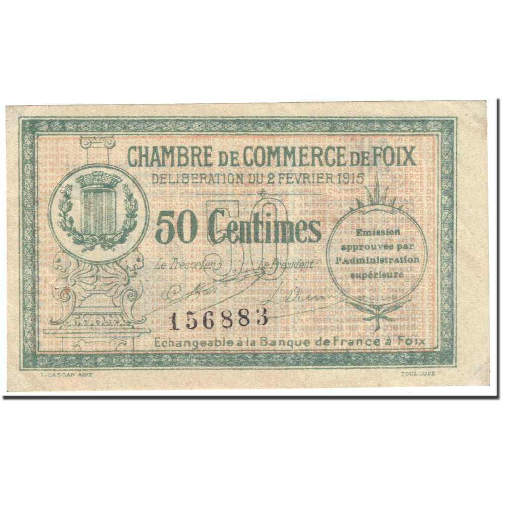 France, Foix, 50 Centimes, 1915, VF(20-25), Pirot:59-05