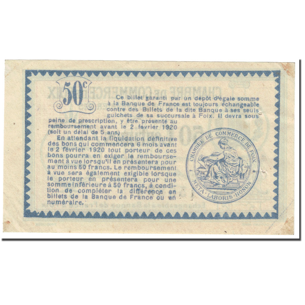 France, Foix, 50 Centimes, 1915, VF(20-25), Pirot:59-05