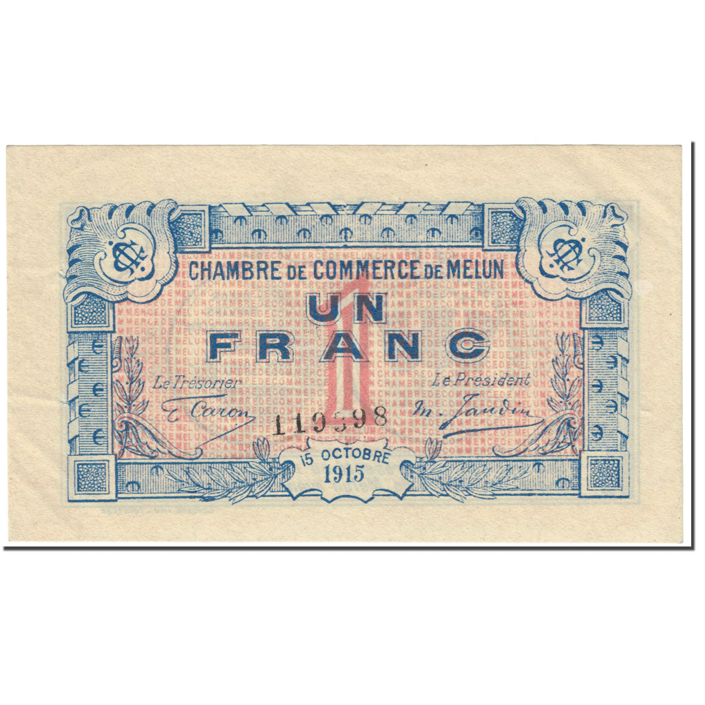 France, Melun, 1 Franc, 1915, EF(40-45), Pirot:80-3