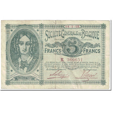 Banknote, Belgium, 5 Francs, 1915, 1915-01-14, KM:88, VF(20-25)