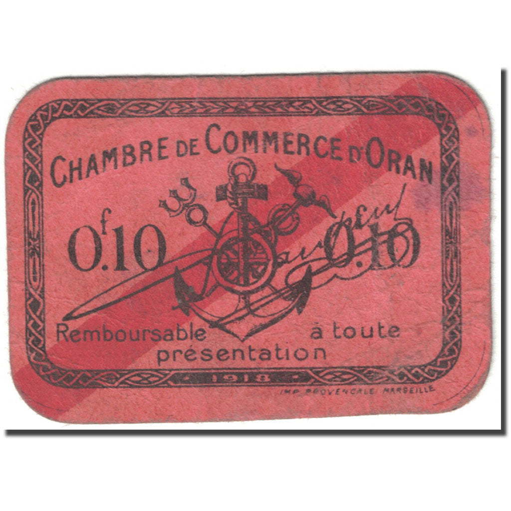 Banknote, Algeria, Chamber of Commerce, Oran, 10 Centimes, Pirot 53