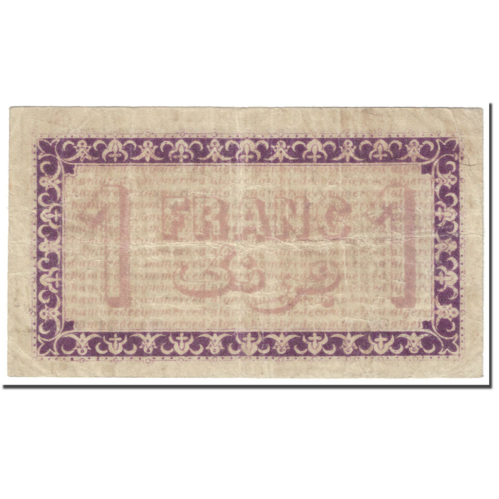 Banknote, Algeria, Chamber of Commerce, Alger, 1 Franc, Pirot 137.01