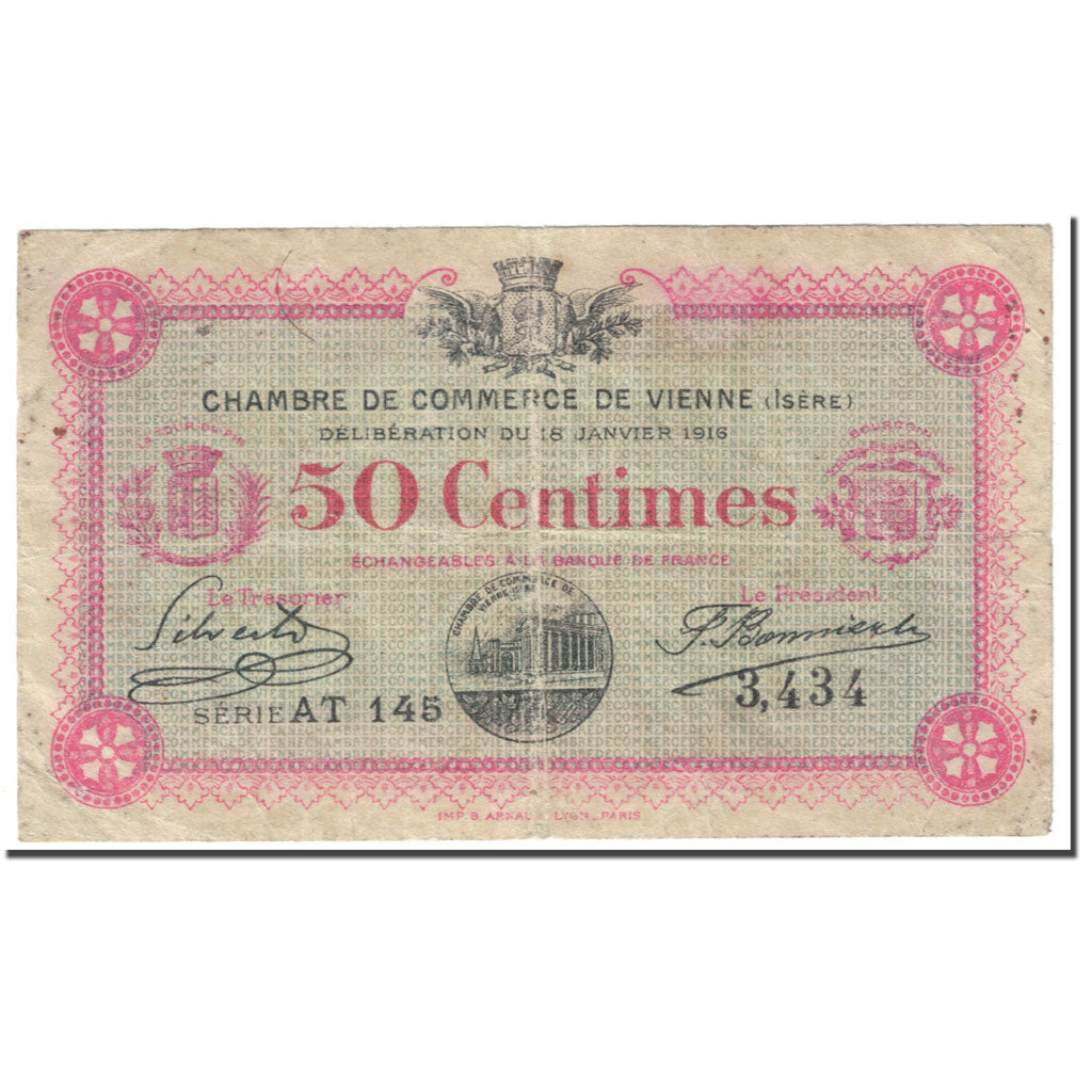 France, Vienne, 50 Centimes, 1916, VF(20-25), Pirot:128-11