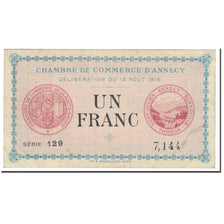 France, Annecy, 1 Franc, 1915, EF(40-45), Pirot:10-1