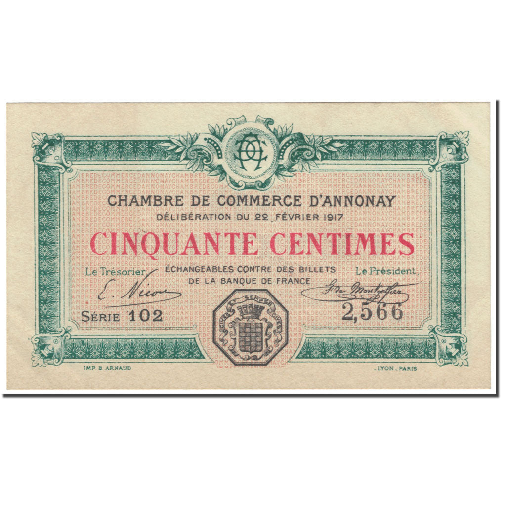France, Annonay, 50 Centimes, 1917, SUP, Pirot:11-9
