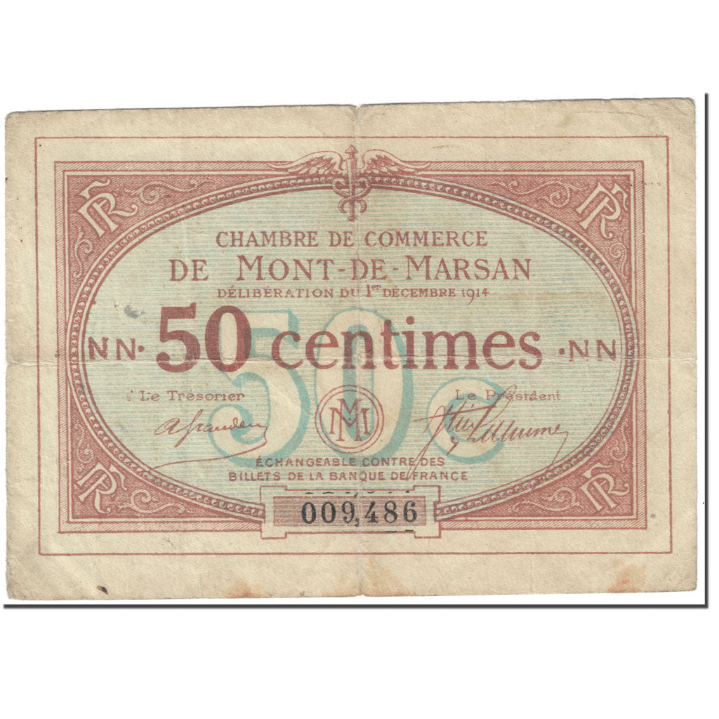 Francia, Mont-de-Marsan, 50 Centimes, 1914, B, Pirot:82-3