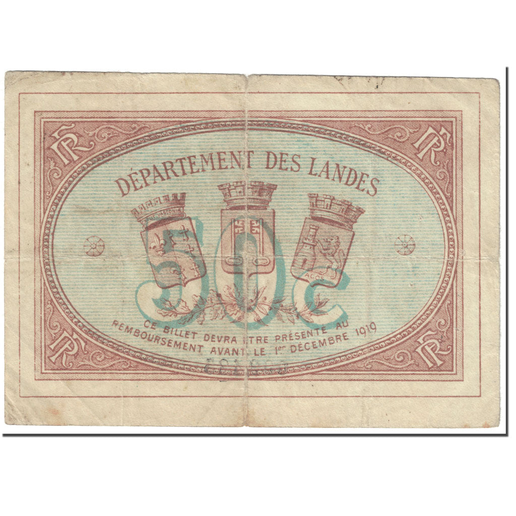 Francia, Mont-de-Marsan, 50 Centimes, 1914, B, Pirot:82-3