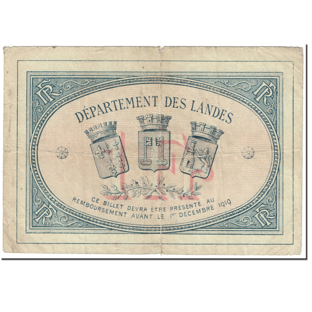 France, Mont-de-Marsan, 1 Franc, 1914, AG(1-3), Pirot:82-08