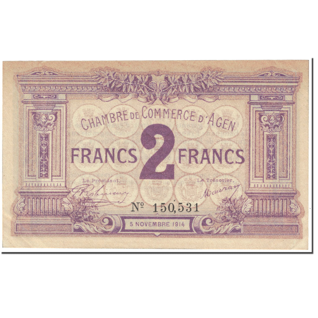France, Agen, 2 Francs, 1914, SUP, Pirot:2-5