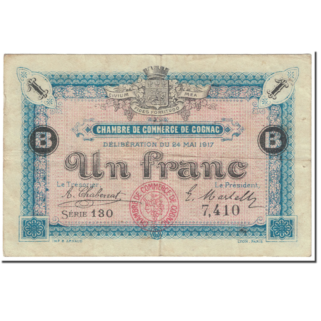 France, Cognac, 1 Franc, 1917, TB, Pirot:49-7