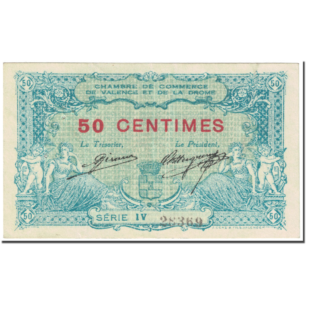 France, Valence, 50 Centimes, 1915, VF(20-25), Pirot:127-2