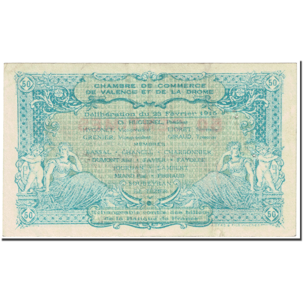 France, Valence, 50 Centimes, 1915, VF(20-25), Pirot:127-2