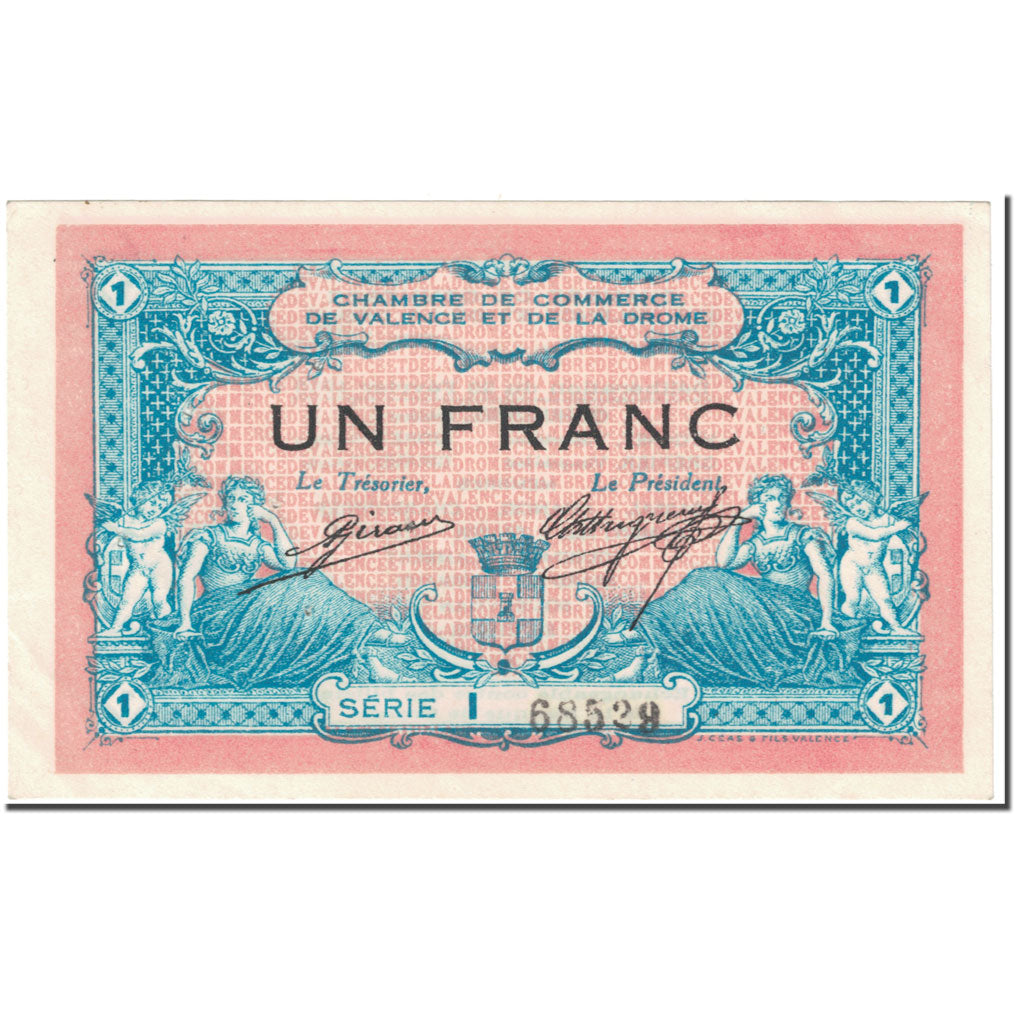 France, Valence, 1 Franc, 1915, AU(55-58), Pirot:127-3
