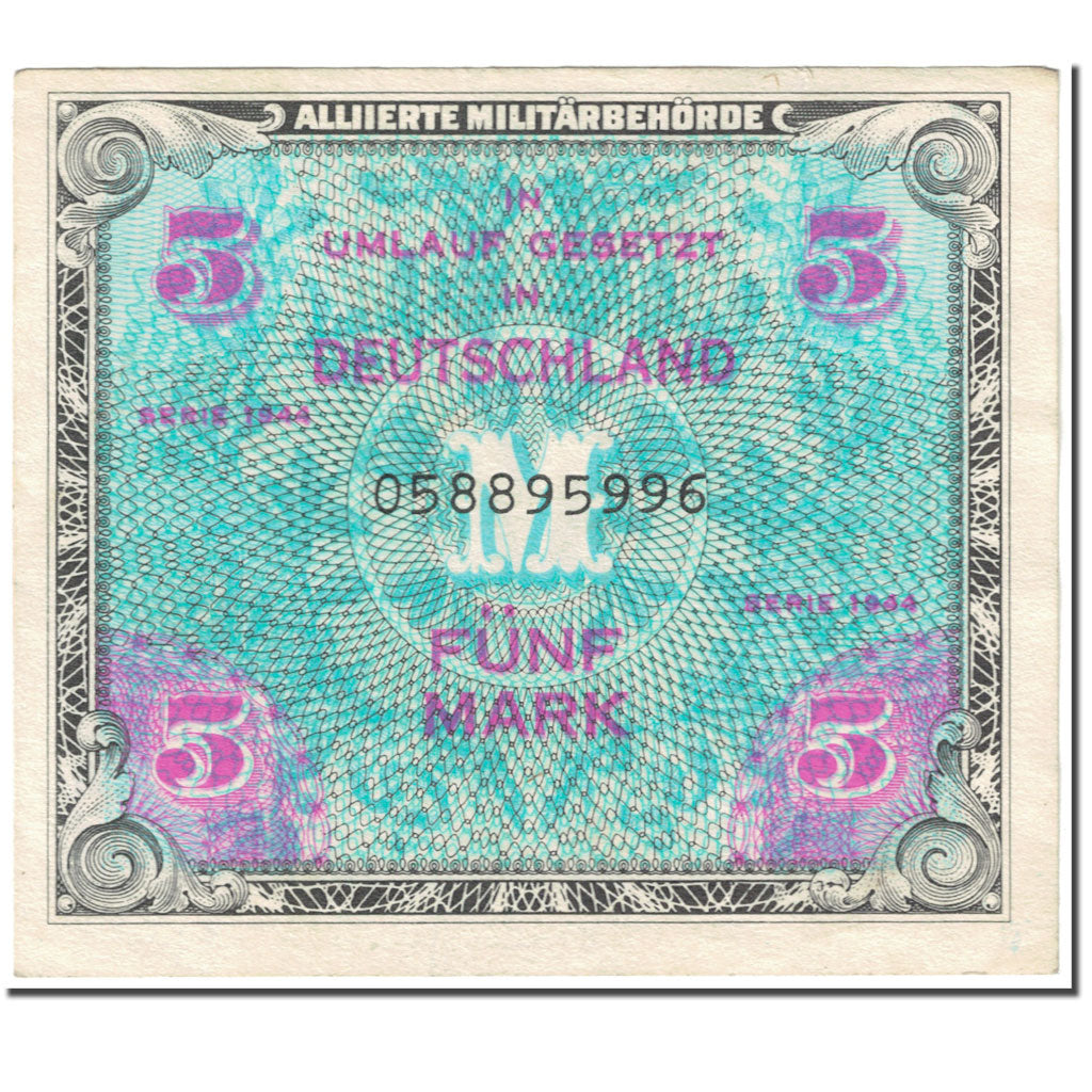 Banknote, Germany, 5 Mark, 1944, SERIE DE 1944, KM:193a, EF(40-45)