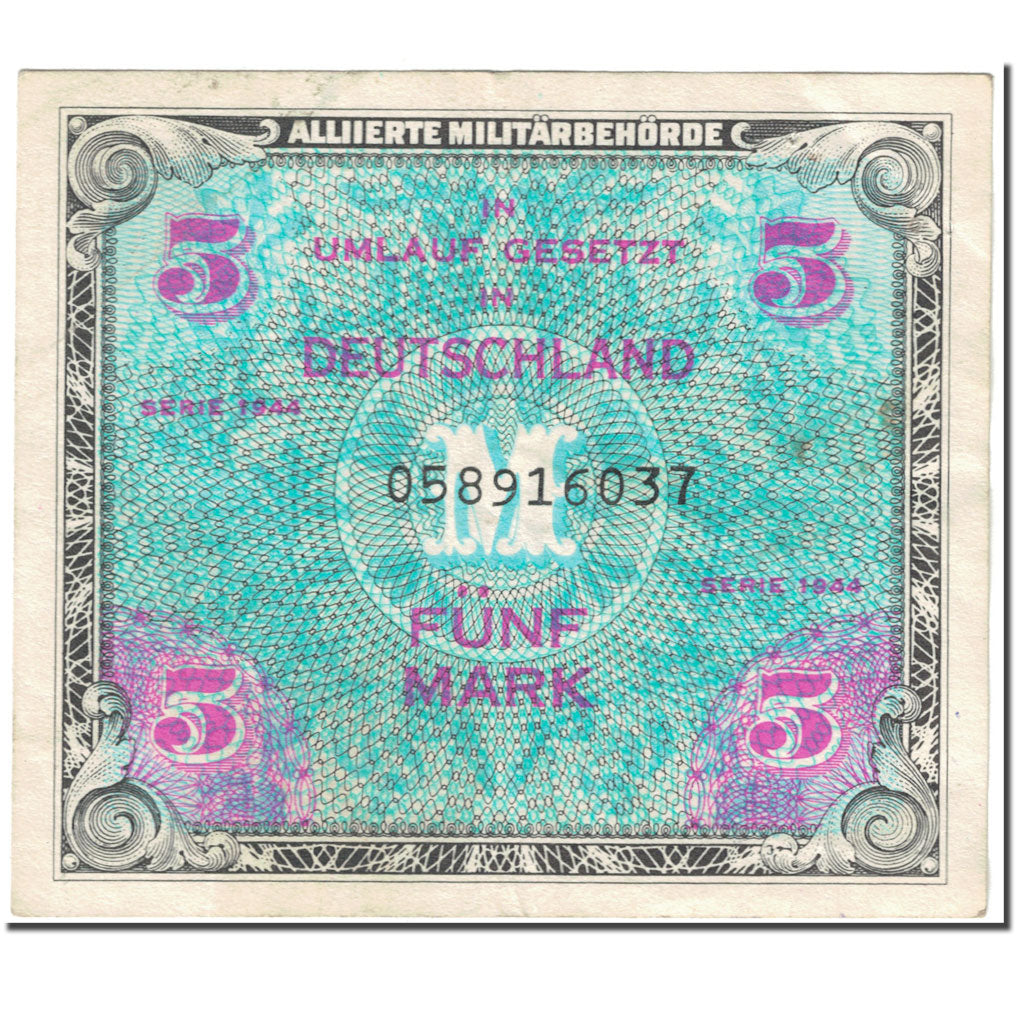 Banknote, Germany, 5 Mark, 1944, SERIE DE 1944, KM:193a, VF(20-25)
