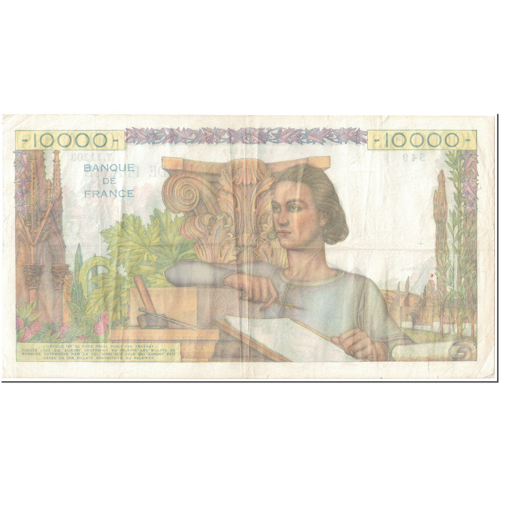 França, 10,000 Francs, Génie Français, 1956, 1956-04-05, VF(20-25)