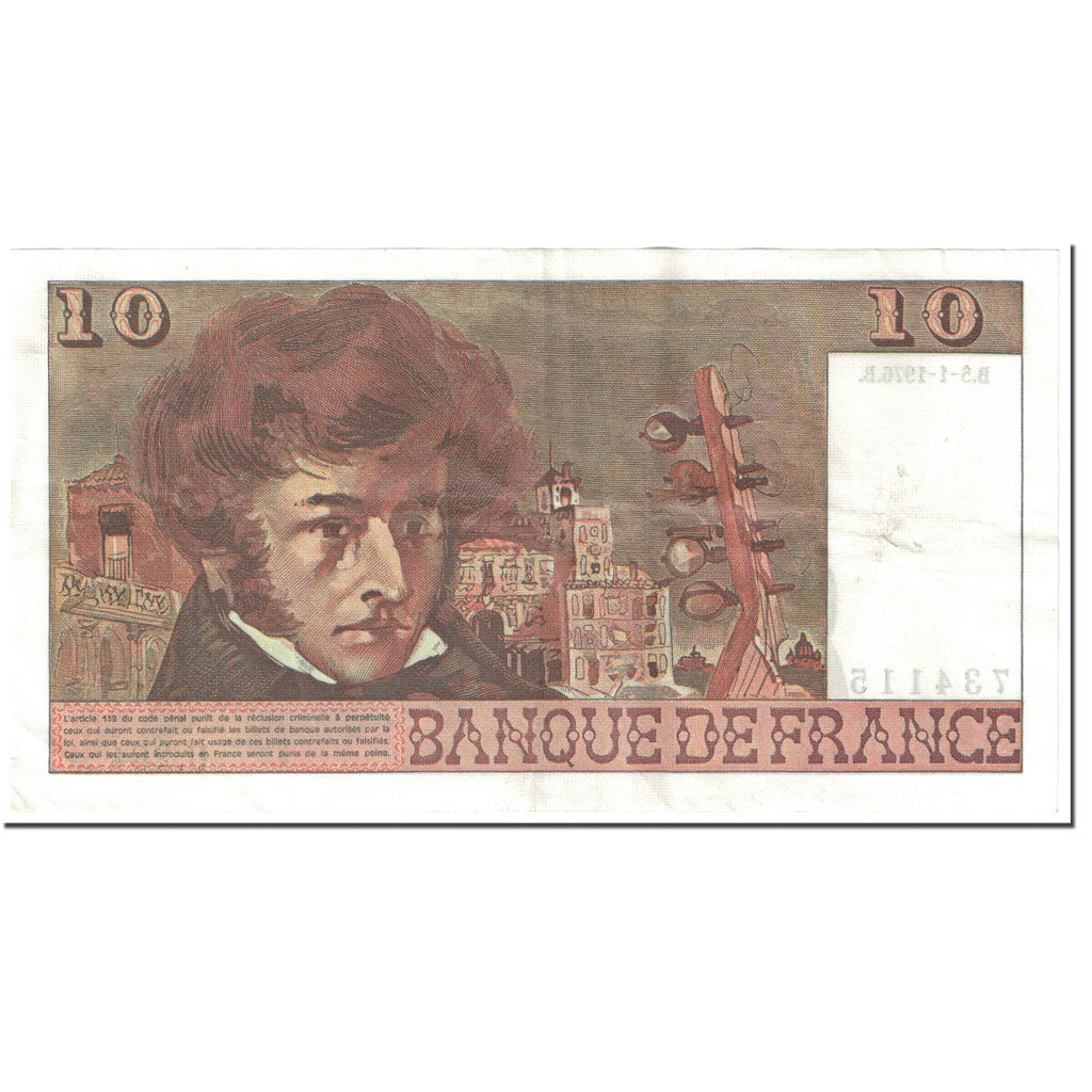 França, 10 Francs, Berlioz, 1976, 1976-01-05, AU(50-53), Fayette:63.17, KM:150c