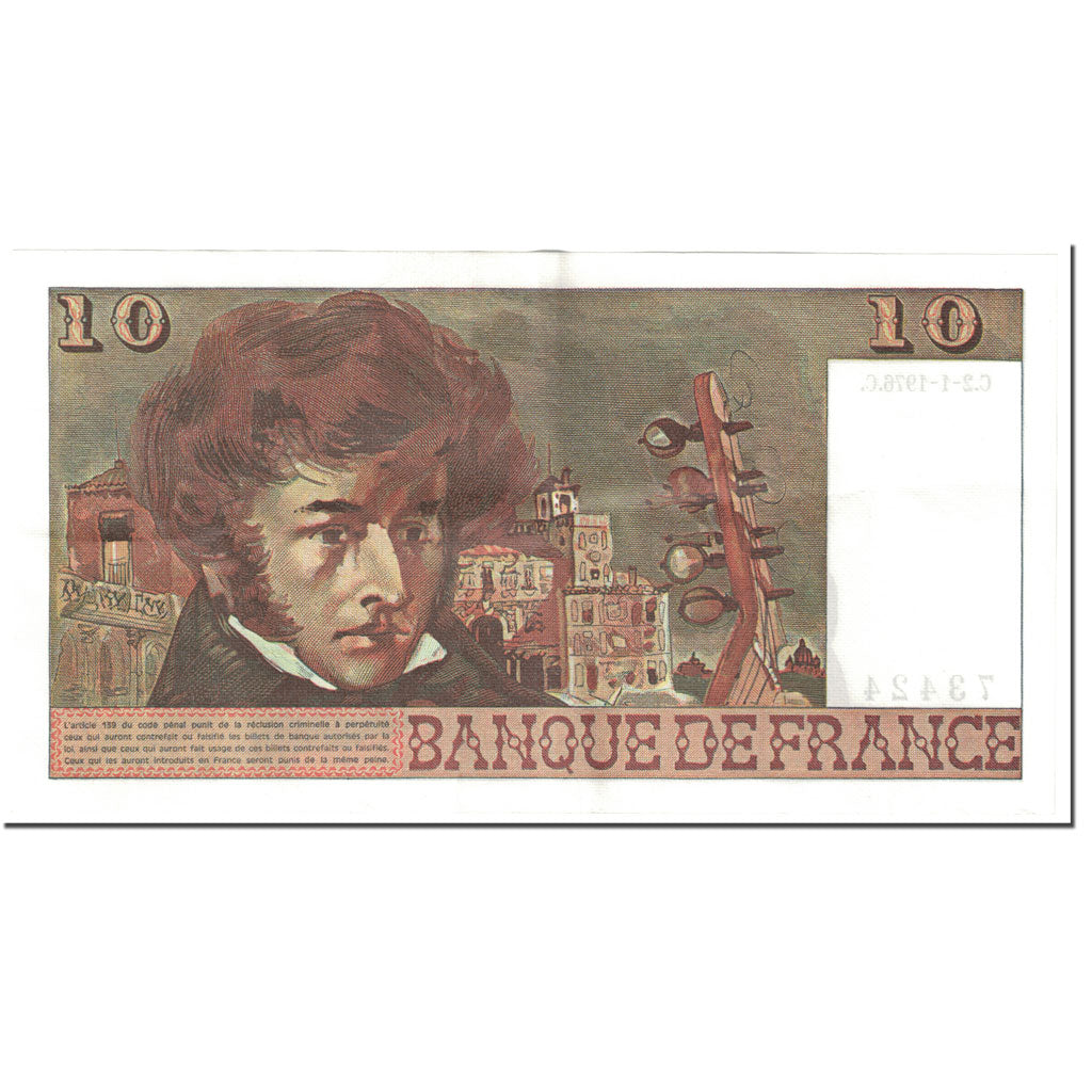 Francia, 10 Francs, Berlioz, 1976, 1976-01-02, BB+, Fayette:63.16, KM:150c
