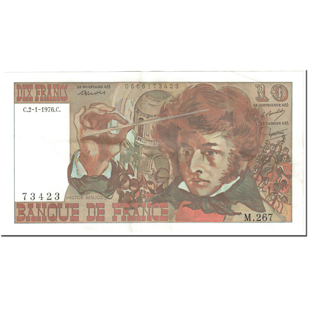 Francia, 10 Francs, Berlioz, 1976, 1976-01-02, BB+, Fayette:63.16, KM:150c