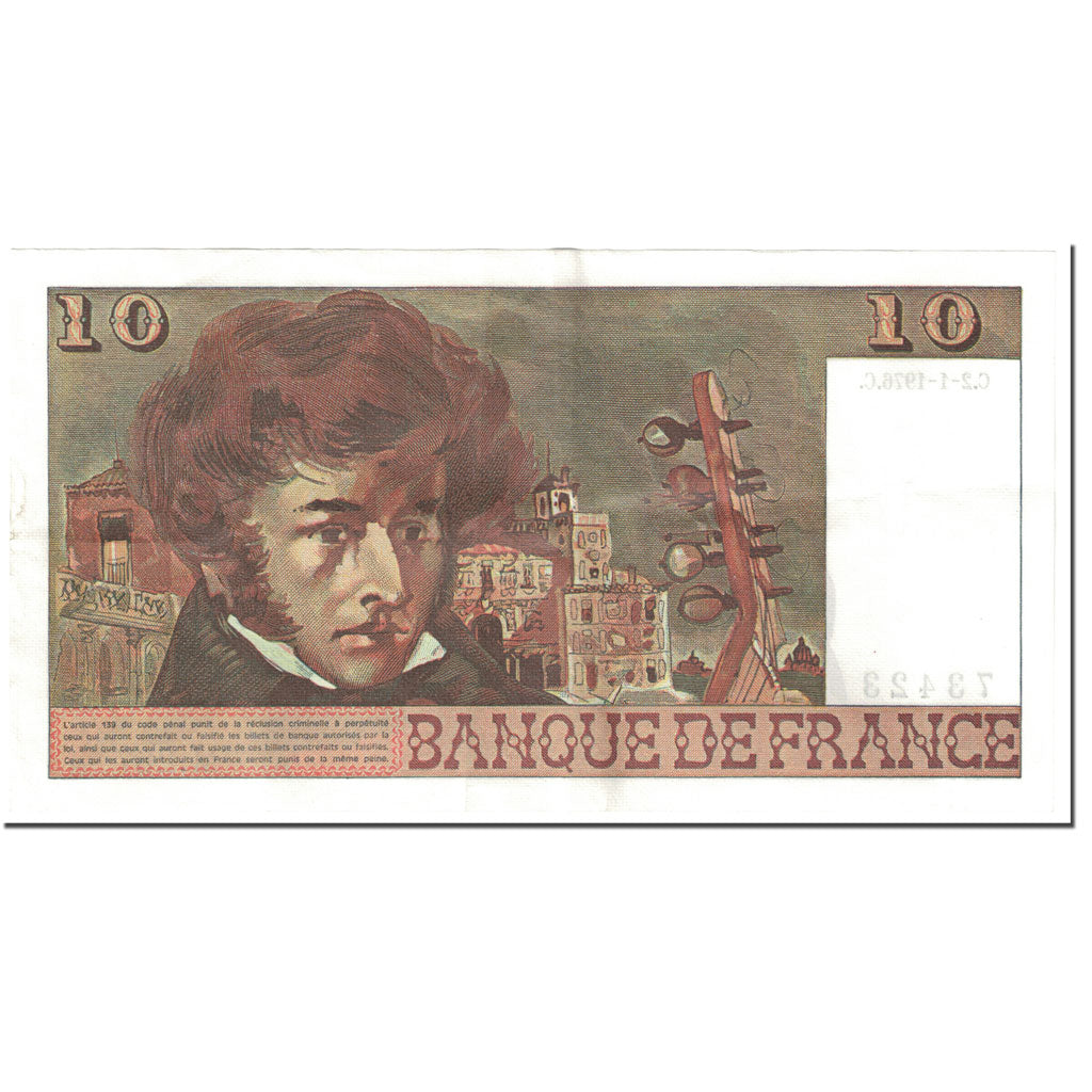 Francia, 10 Francs, Berlioz, 1976, 1976-01-02, BB+, Fayette:63.16, KM:150c