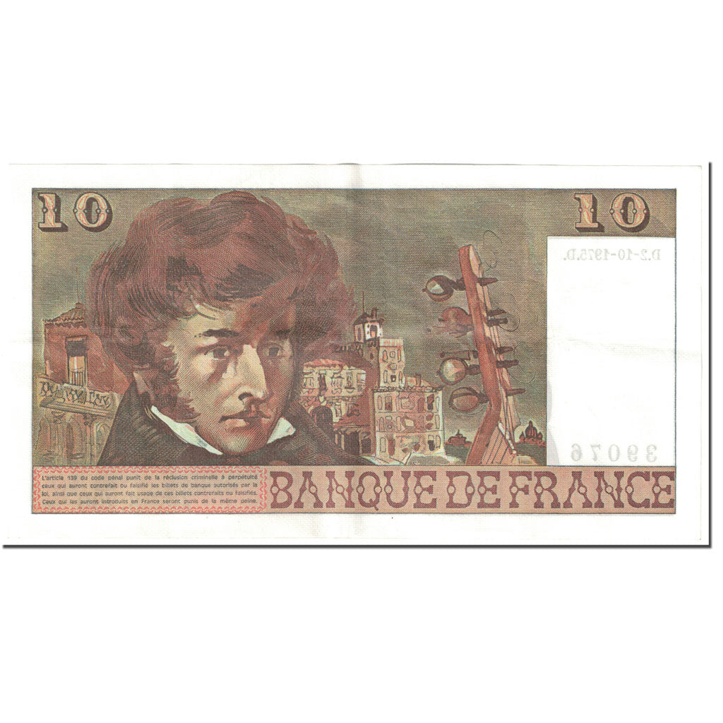 France, 10 Francs, Berlioz, 1975, 1975-10-02, AU(50-53), Fayette:63.13, KM:150b