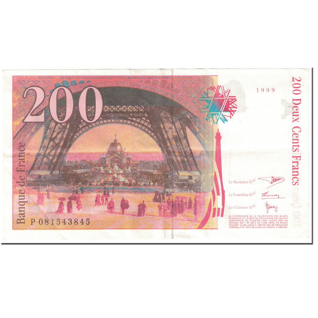 France, 200 Francs, Eiffel, 1999, Undated (1999), EF(40-45), Fayette:75.5