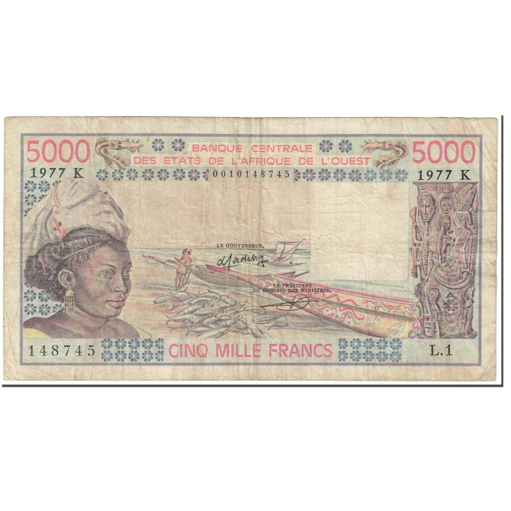 Banknote, West African States, 5000 Francs, 1977, Undated (1977), KM:708Kd