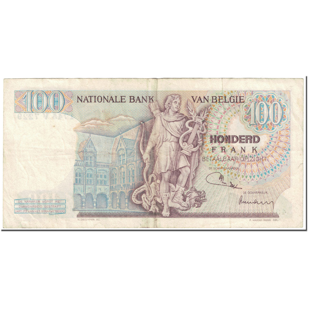 Banknote, Belgium, 100 Francs, 1972, 1972-02-04, KM:134b, VG(8-10)