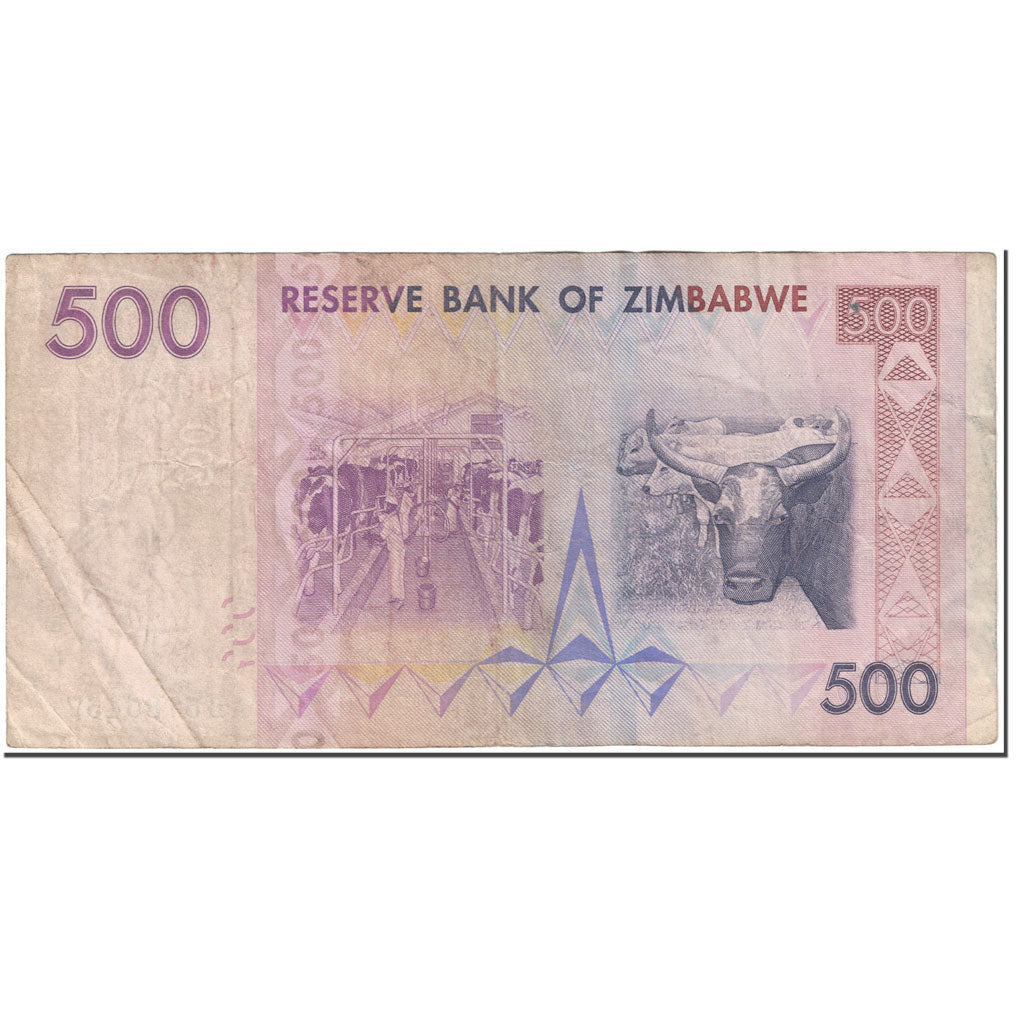 Banknote, Zimbabwe, 500 Dollars, 2007, Undated (2007), KM:70, VF(20-25)