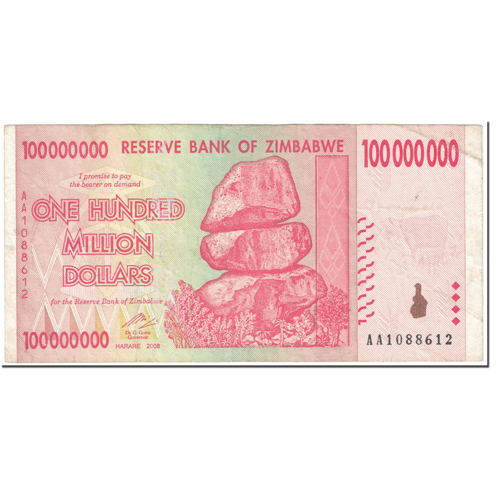 Banknote, Zimbabwe, 100 Million Dollars, 2008, Undated (2008), KM:80, VF(20-25)