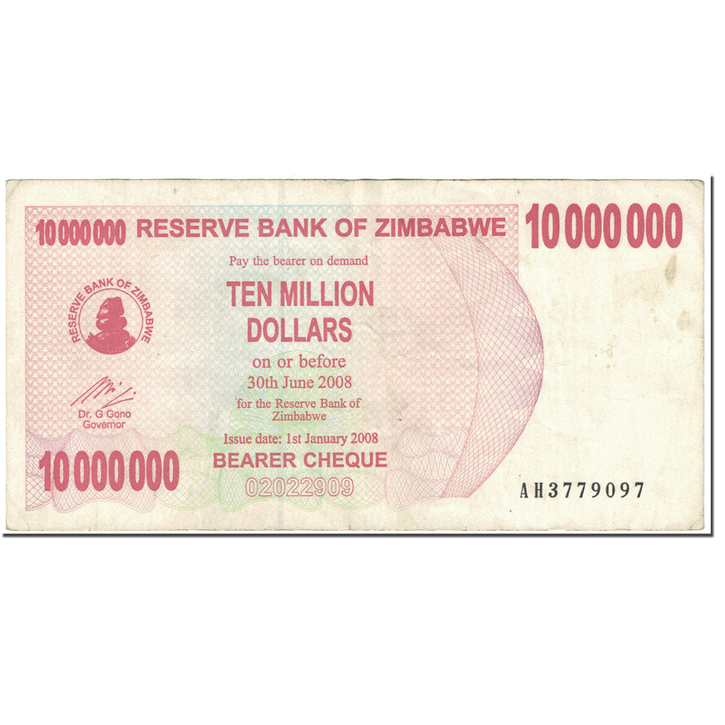 Banknote, Zimbabwe, 10 Million Dollars, 2008, 2008-01-01, KM:55a, VF(20-25)