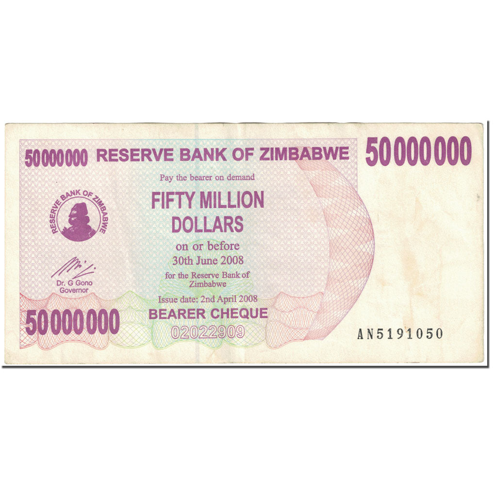 Banknote, Zimbabwe, 50 Million Dollars, 2008, 2008-04-02, KM:57, VF(20-25)