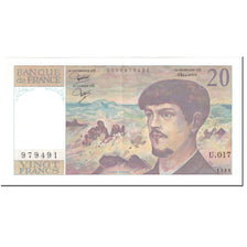 France, 20 Francs, Debussy, 1986, Undated (1986), AU(50-53), Fayette:66.7