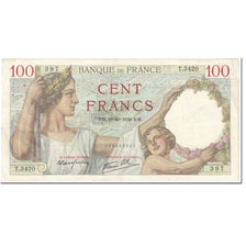 França, 100 Francs, Sully, 1939, 1939-10-19, VF(20-25), Fayette:26.11, KM:94