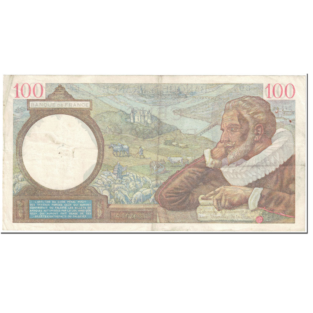 França, 100 Francs, Sully, 1939, 1939-10-19, VF(20-25), Fayette:26.11, KM:94